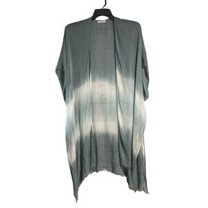 Moss Rose Women Open Front Kimono Coverup Green Tie-Dye Shrug Wrap One Size SNAG
